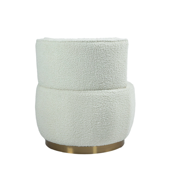 English Elm 360 Cozy Swivel Barrel Chair in Teddy Fabric, 360° Rotating Accent Armchair with Foam Seat, 300lb Capacity W395P232985