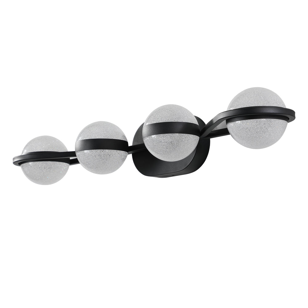 English Elm (Same As W1340P143677/L2001-B-4) 30" Black Led Bathroom Vanity Light - 4-Light Modern Fixture With Acrylic Shades W1340P206792