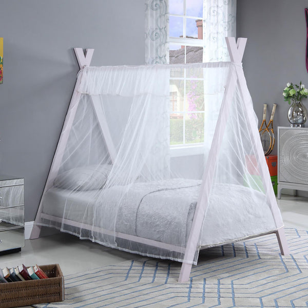 English Elm Pink Metal Twin Tent Bed with Whimsical Canopy Frame for Lights, Fabric Drapes — Romantic Kids' Decor B062P153743