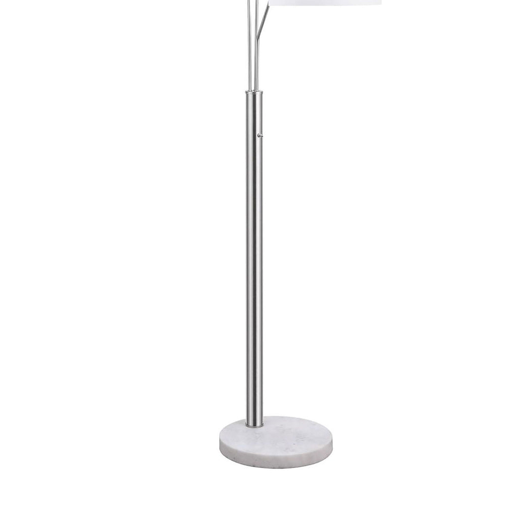 English Elm White Modern Trio Drum Shade Floor Lamp with Marble Base, Dimmer, Stain Nickel Accent — Sleek Lighting Fixture for Living Room B062P153738