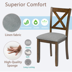 English Elm Dining Chairs Set For 4 - Elegant Solid Wood Upholstered Kitchen Seats With Ergonomic Comfort W1998126408