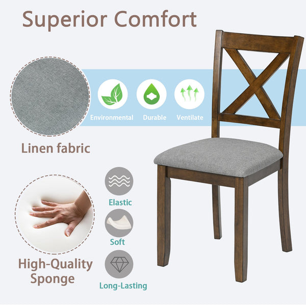 English Elm Dining Chairs Set For 4 - Elegant Solid Wood Upholstered Kitchen Seats With Ergonomic Comfort W1998126408