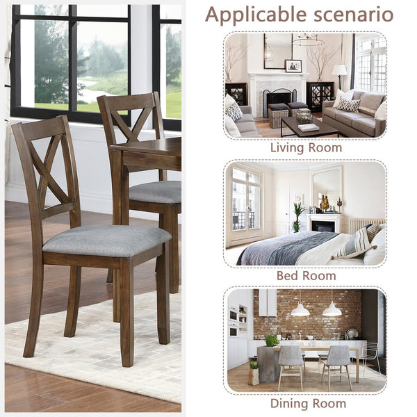 English Elm Dining Chairs Set For 4 - Elegant Solid Wood Upholstered Kitchen Seats With Ergonomic Comfort W1998126408