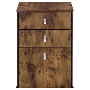 English Elm Antique Rustic Nutmeg 3-Drawer File Cabinet with Gunmetal Accents — Compact Home Office Storage Solution B062P153724