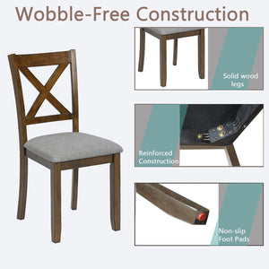 English Elm Dining Chairs Set For 4 - Elegant Solid Wood Upholstered Kitchen Seats With Ergonomic Comfort W1998126408