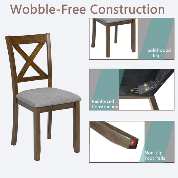 English Elm Dining Chairs Set For 4 - Elegant Solid Wood Upholstered Kitchen Seats With Ergonomic Comfort W1998126408