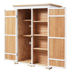English Elm TOPMAX Outdoor 5.5ft Wood Storage Shed Cabinet with Waterproof Asphalt Roof, Lockable Doors, Sturdy Natural SP100016AAL