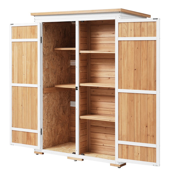 English Elm TOPMAX Outdoor 5.5ft Wood Storage Shed Cabinet with Waterproof Asphalt Roof, Lockable Doors, Sturdy Natural SP100016AAL