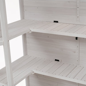 English Elm TOPMAX 78-inch Wooden Greenhouse Walk-In with 4 Skylights, 2 Folding Shelves & Anti-Fall Stability White SP100017AAK