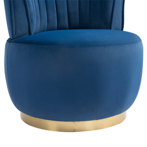 English Elm 360 Velvet Swivel Barrel Chair with Plush Foam Cushion, 360° Rotating Accent Seat for Living Room Navy W395P145392