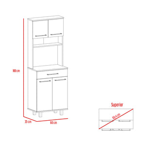 English Elm Bay Area Pantry multifunctional kitchen cabinet with drawer, adjustable metal legs, ample storage White 38 L x 18 W x 9 H B128P148867