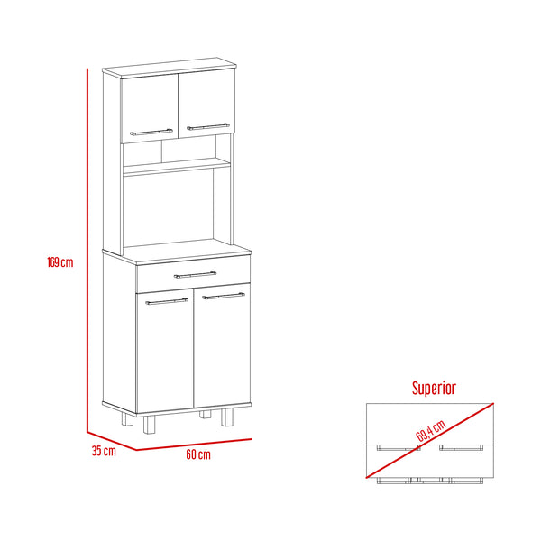 English Elm Bay Area Pantry multifunctional kitchen cabinet with drawer, adjustable metal legs, ample storage White 38 L x 18 W x 9 H B128P148867