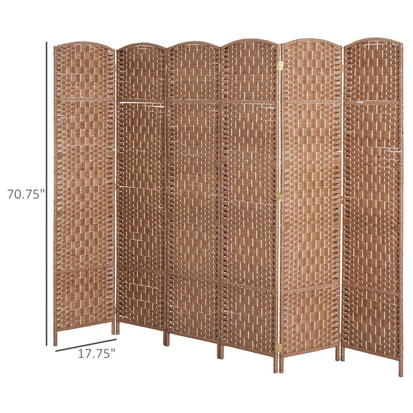 English Elm 6' Tall Wicker Weave Room Divider Screen - Stylish Privacy Solution For Any Space, Natural Elegance W2225P155080