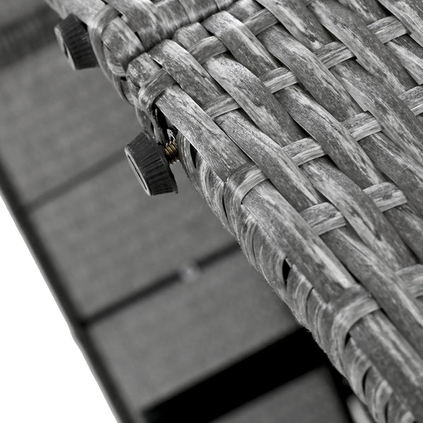 English Elm TOPMAX Outdoor Sun Bed Double Daybed with PE Rattan, 3-Position Recline, Thick Cushions & Trays Beige SP100015AAA