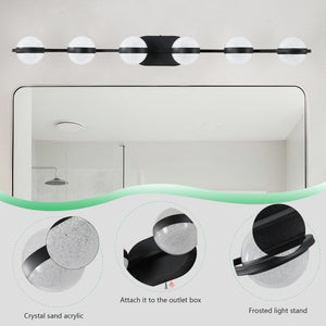 English Elm (Same As W1340P143680/Ll2001-B-6) 43" Black Minimalist Led Vanity Light With Crystal Shades For Modern Bathrooms W1340P206794