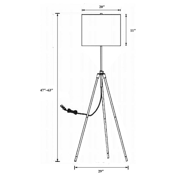 English Elm Black Tripod Drum Shade Floor Lamp with Gold Finish, Adjustable 47–63" Height, 3-Way Rotary Switch, E26-Compatible Bulb B062P153722