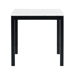 English Elm 5-piece Counter Height Dining Set with Faux Marble Square Table and Velvet Upholstered Chairs, Modern Black W504S00140