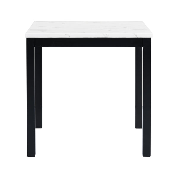 English Elm 5-piece Counter Height Dining Set with Faux Marble Square Table and Velvet Upholstered Chairs, Modern Black W504S00140