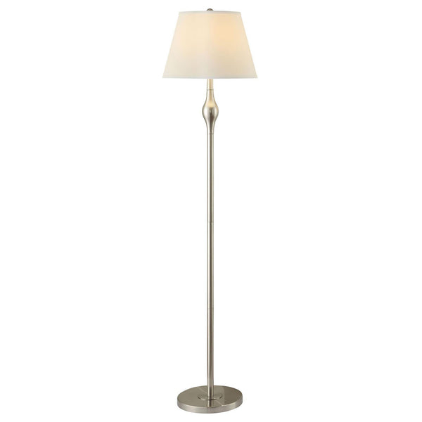 English Elm Beige Brushed Nickel 3-Piece Lamp Set with Faux Silk Shades, Transitional Floor & Table Lamps, Warm Glow B062P153749