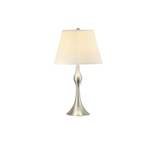 English Elm Beige Brushed Nickel 3-Piece Lamp Set with Faux Silk Shades, Transitional Floor & Table Lamps, Warm Glow B062P153749