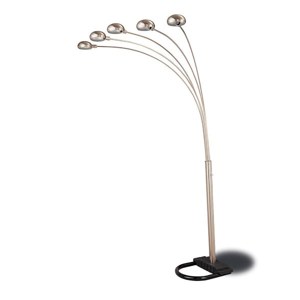 English Elm Chrome Five-Arm Floor Lamp with Curvy Dome Shades, Dimmer, 92" Height, Chrome & Black Modern Glow B062P153744