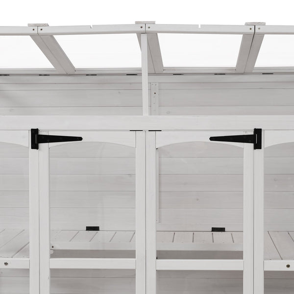 English Elm TOPMAX 78-inch Wooden Greenhouse Walk-In with 4 Skylights, 2 Folding Shelves & Anti-Fall Stability White SP100017AAK