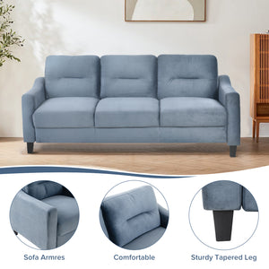 English Elm Couch Stylish Three-Seat Sectional Sofa In Blue-Grey Chenille For Small Spaces And Cozy Rooms W2121137324