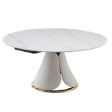 Modern Sintered Stone Dining Table with Retractable Top & 8 Chairs