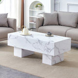 Hearth and Haven The White Coffee Table Has Patterns. Modern Rectangular Table, Suitable For Living Rooms and Apartments. 43.3"x21.6"x17.2" W1151134962