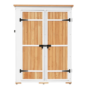English Elm TOPMAX Outdoor 5.5ft Wood Storage Shed Cabinet with Waterproof Asphalt Roof, Lockable Doors, Sturdy Natural SP100016AAL