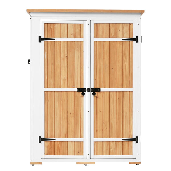 English Elm TOPMAX Outdoor 5.5ft Wood Storage Shed Cabinet with Waterproof Asphalt Roof, Lockable Doors, Sturdy Natural SP100016AAL
