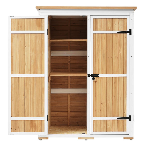 English Elm TOPMAX Outdoor 5.5ft Wood Storage Shed Cabinet with Waterproof Asphalt Roof, Lockable Doors, Sturdy Natural SP100016AAL