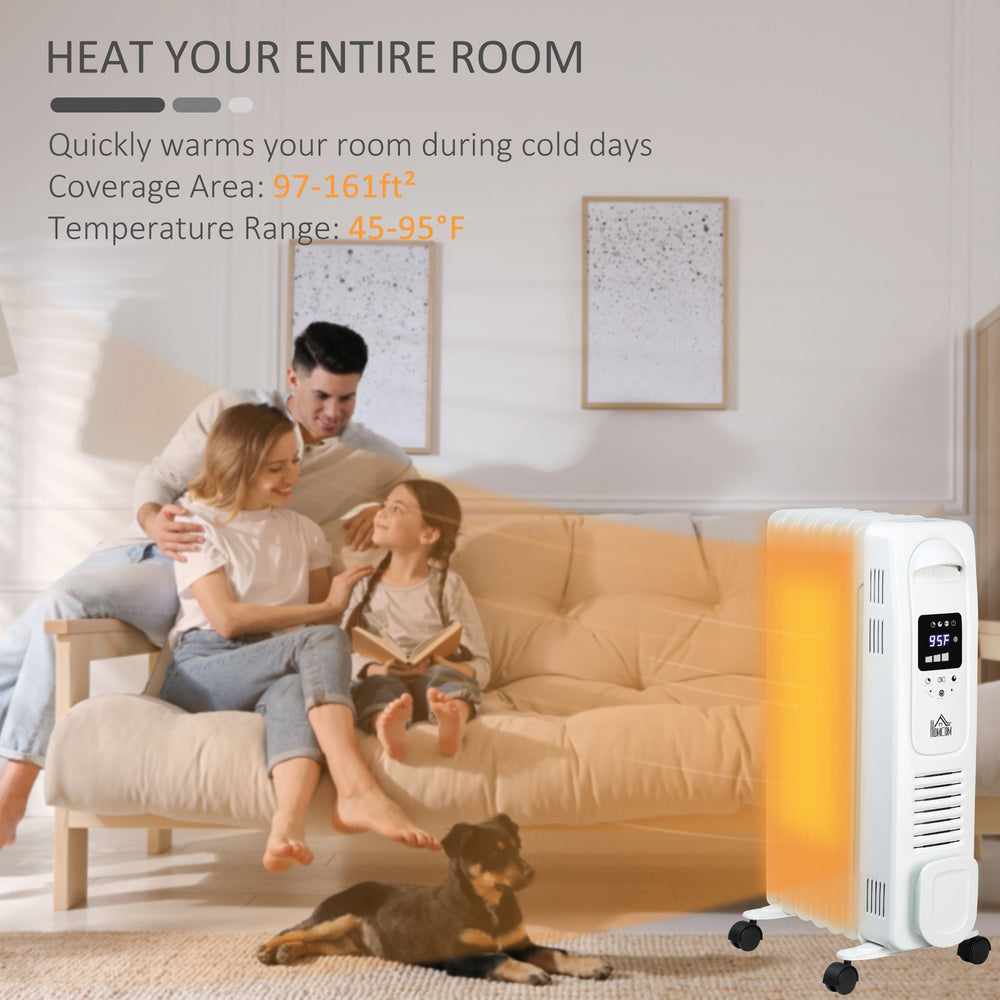 English Elm 25.25" Ceramic Space Heater 1500W — Oscillating Freestanding Heater with Remote, Timer, LED Display W2225P155078