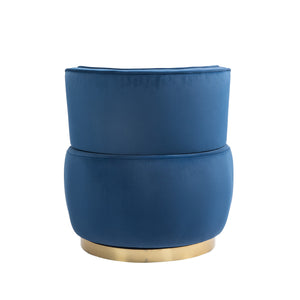 English Elm 360 Velvet Swivel Barrel Chair with Plush Foam Cushion, 360° Rotating Accent Seat for Living Room Navy W395P145392