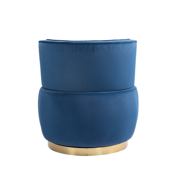 English Elm 360 Velvet Swivel Barrel Chair with Plush Foam Cushion, 360° Rotating Accent Seat for Living Room Navy W395P145392