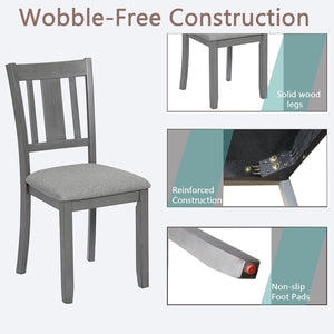 English Elm Dining Chairs Set Of 4 - Stylish Upholstered Wooden Kitchen Chairs With Padded Seats In Gray W1998126421