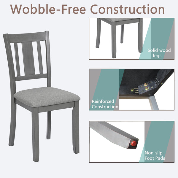 English Elm Dining Chairs Set Of 4 - Stylish Upholstered Wooden Kitchen Chairs With Padded Seats In Gray W1998126421