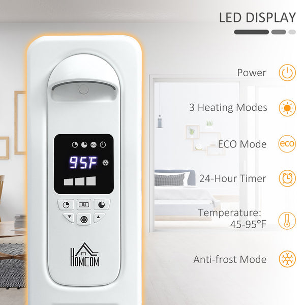 English Elm 25.25" Ceramic Space Heater 1500W — Oscillating Freestanding Heater with Remote, Timer, LED Display W2225P155078