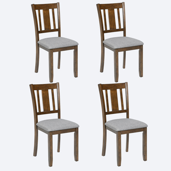 English Elm Dining Chairs Set Of 4, Walnut Wooden Upholstered Kitchen Chairs With Padded Seats For Comfort W1998126424
