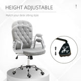 English Elm Velvet Home Office Chair, Button Tufted Desk Chair With Padded Armrests, Adjustable Height and Swivel Wheels, Gray