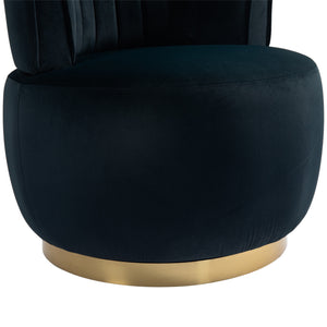 English Elm 360 Velvet Swivel Barrel Chair with Plush Foam Cushion, 360° Rotating Accent Seat for Living Room Black W395P145393