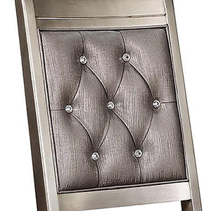 English Elm Metallic Hollywood Glam Tufted Dining Side Chairs Set of 2 — Metallic Platinum Finish, Beveled Luxurious Design B062P153715