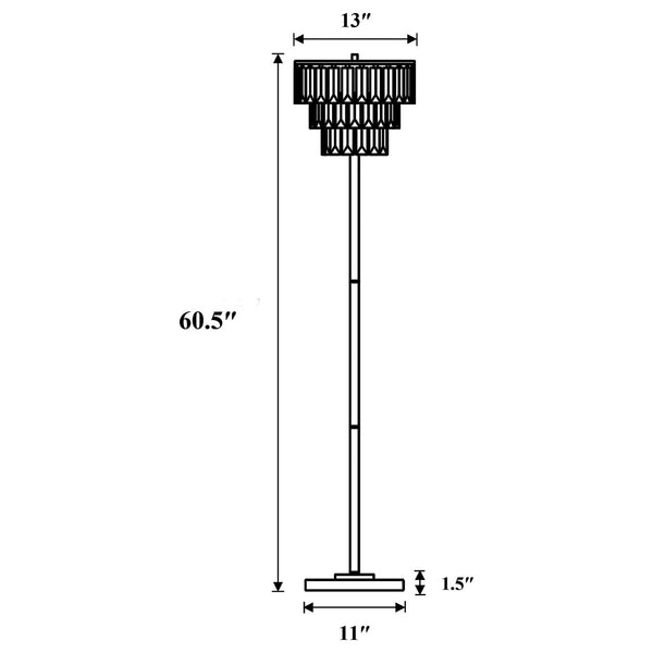 English Elm Chrome Modern Crystal Floor Lamp with LED Light, 60.5" Sleek Chrome Frame, Elegant Dazzling ShadeEnhance ambient glow and luxe décor with this sparkling statement piece for living rooms and bedrooms. B062P153728