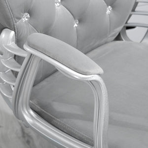 English Elm Velvet Button-Tufted Office Chair with Padded Arms, Adjustable Height, Tilt & 360° Swivel Wheels W2225P155074