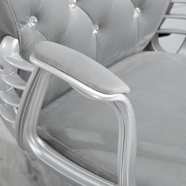 English Elm Velvet Button-Tufted Office Chair with Padded Arms, Adjustable Height, Tilt & 360° Swivel Wheels W2225P155074