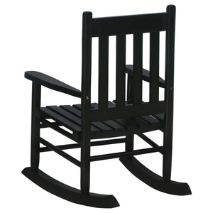 English Elm Black Slat Back Youth Rocking Chair Solid Acacia Wood, Smooth Rocking Comfort for Little Ones, 29.5" high B062P153748