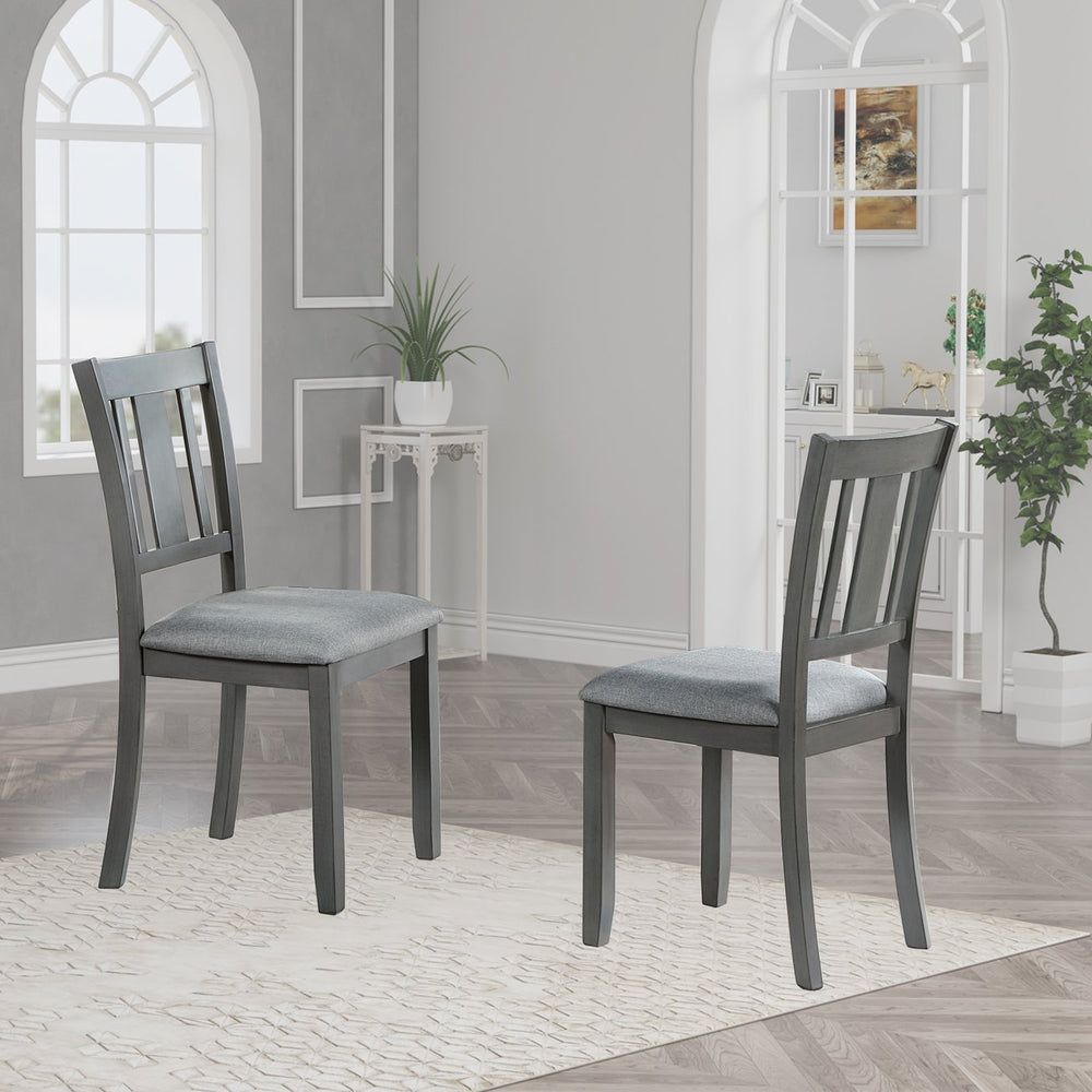 English Elm Dining Chairs Set Of 4 - Stylish Upholstered Wooden Kitchen Chairs With Padded Seats In Gray W1998126421