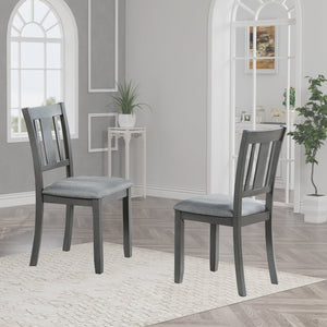 English Elm Dining Chairs Set Of 4 - Stylish Upholstered Wooden Kitchen Chairs With Padded Seats In Gray W1998126421