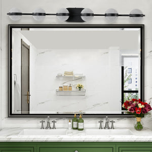 English Elm (Same As W1340P143680/Ll2001-B-6) 43" Black Minimalist Led Vanity Light With Crystal Shades For Modern Bathrooms W1340P206794