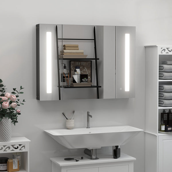 English Elm Kleankin Modern Led Lighted Medicine Cabinet With Mirror, Usb Charging, 3 Cupboards & Soft-Close Doors W2225P155073
